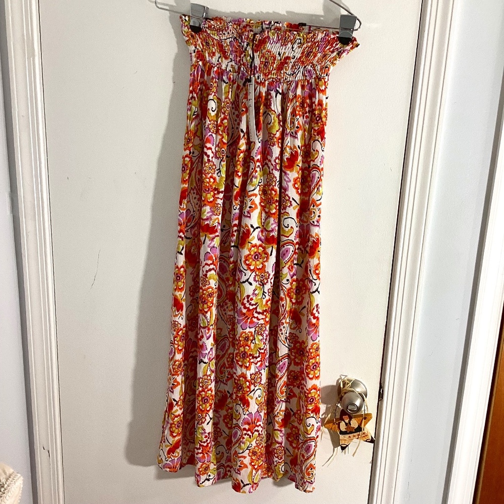 NWT NICOLE MILLER SIZE LARGE FLORAL PAISLEY WIDE LEG PANTS HIGH RISE ART